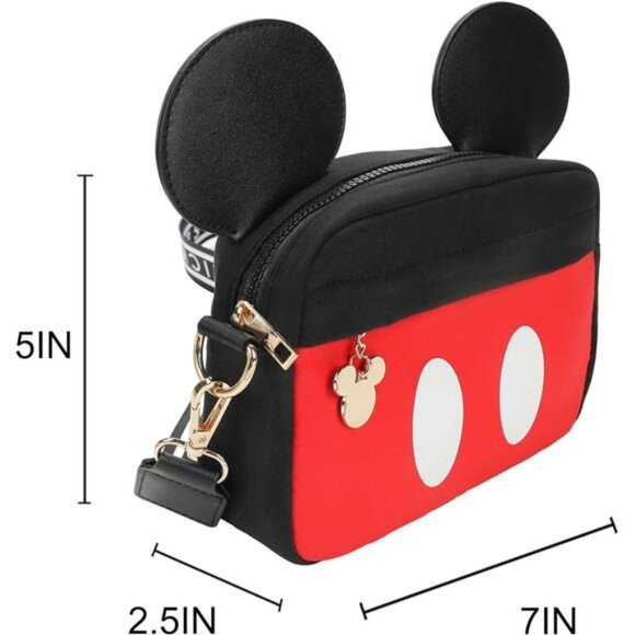 Mickey Mouse Ears Crossbody Bag Black Small Disney Purse with Zip Pockets - Picture 2 of 8